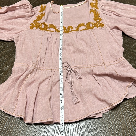 Free People Pink Blouse with Gold Accents - Picture 9 of 11
